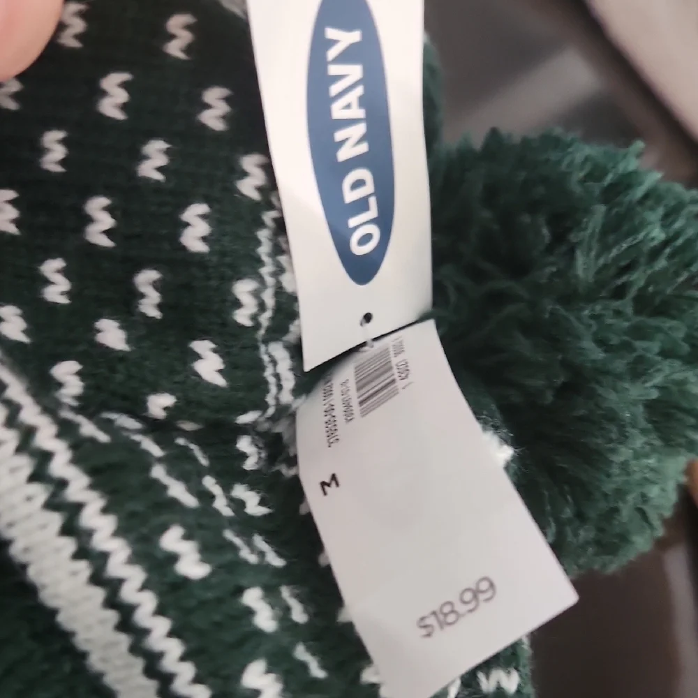 Old Navy Cozy Forest Kids Hat with Mittens Dinosaur Knitted Green And White